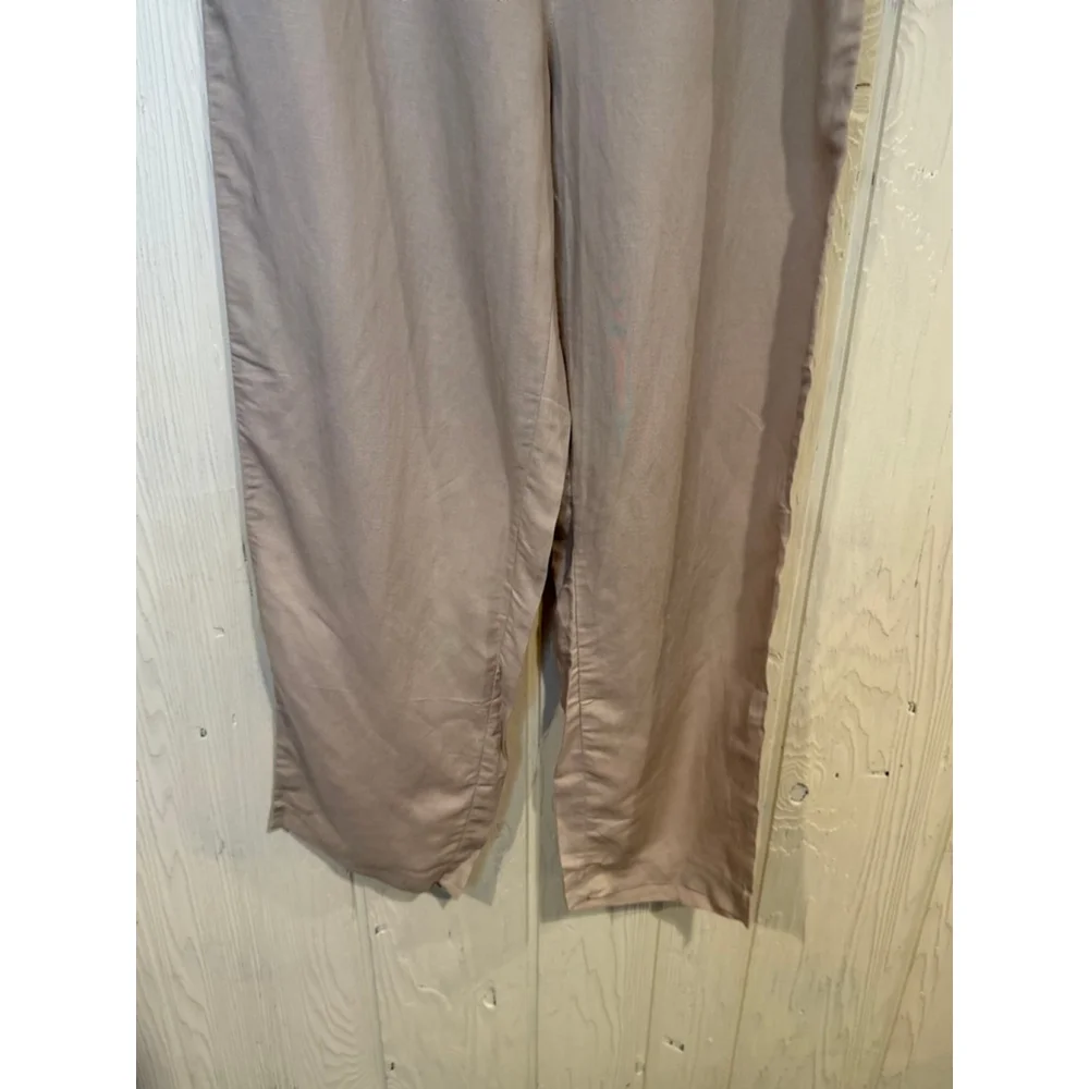 H&M Beige Linen Blend Ankle Cropped wide Pants Size M